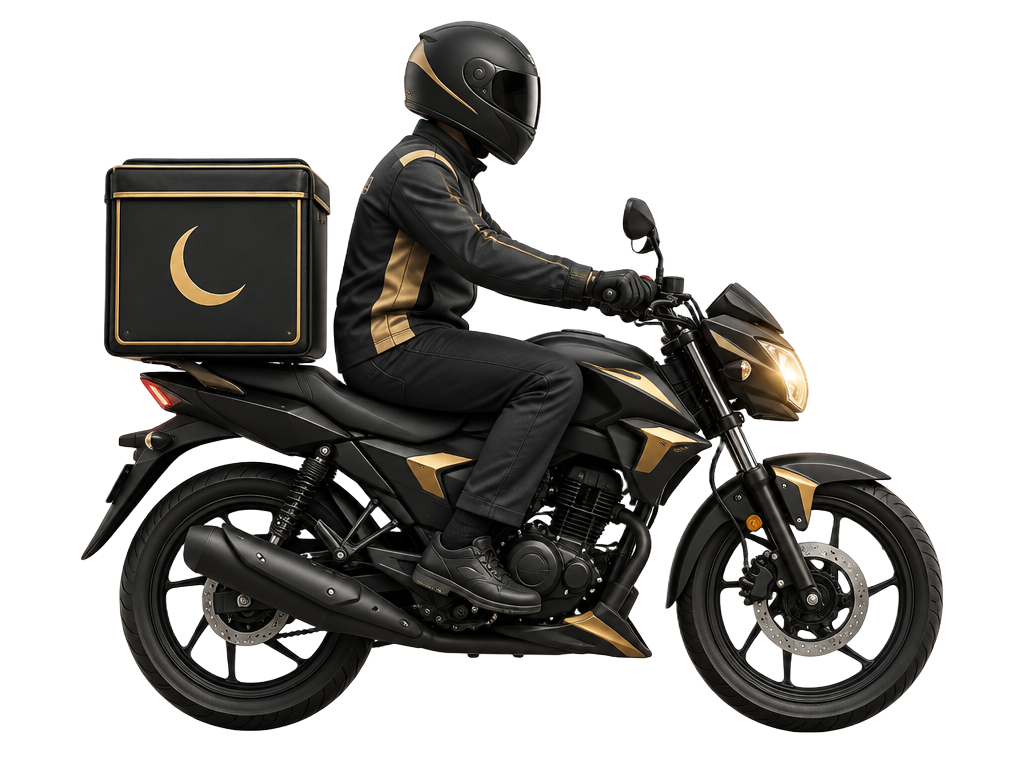 Makkah food delivery rider on a motorbike